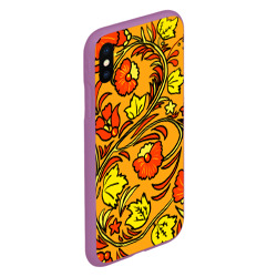 Чехол для iPhone XS Max матовый Хохлома золотой фон - фото 2