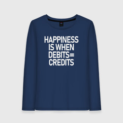 Женский лонгслив хлопок Счастье это когда дебет равно кредит
