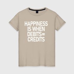 Женская футболка хлопок Счастье это когда дебет равно кредит