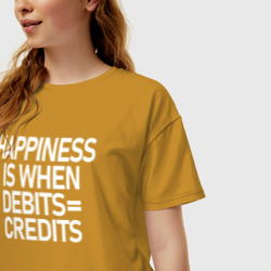 Женская футболка хлопок Oversize Счастье это когда дебет равно кредит - фото 2