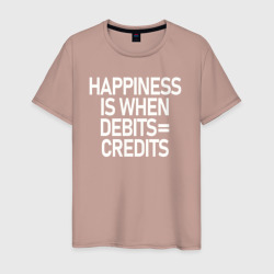 Светящаяся мужская футболка Счастье это когда дебет равно кредит