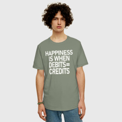 Мужская футболка хлопок Oversize Счастье это когда дебет равно кредит - фото 2
