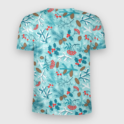 Мужская футболка 3D Slim с принтом Зимняя природа, вид сзади #1