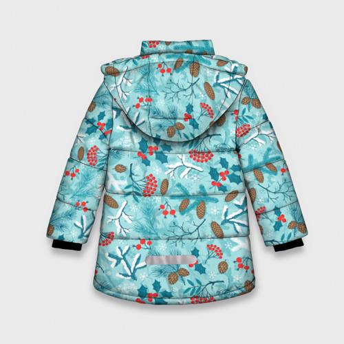 Зимняя куртка для девочек 3D с принтом Зимняя природа, вид сзади #1