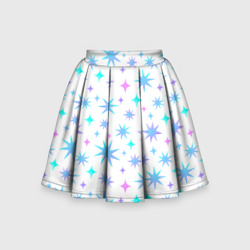 Разноцветные звезды на белом фоне – Детская юбка-солнце 3D с принтом купить