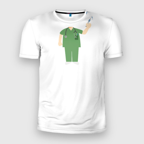 Мужская футболка 3D Slim с принтом Мини медицинский сотрудник, вид спереди #2