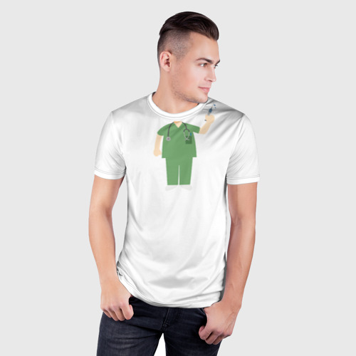 Мужская футболка 3D Slim с принтом Мини медицинский сотрудник, фото на моделе #1
