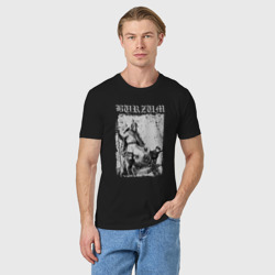 Мужская футболка хлопок Burzum скандинавский бог Один с волками и вороном - фото 2