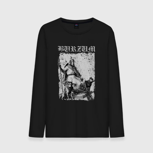 Мужской лонгслив хлопок Burzum скандинавский бог Один с волками и вороном