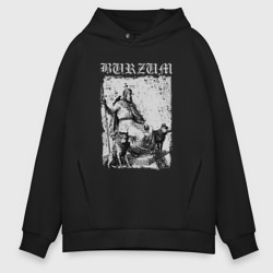 Мужское худи Oversize хлопок Burzum скандинавский бог Один с волками и вороном