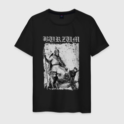 Мужская футболка хлопок Burzum скандинавский бог Один с волками и вороном