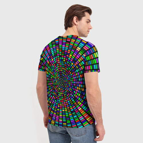 Мужская футболка 3D Цветная спираль - оптическая иллюзия, цвет 3D печать - фото 4