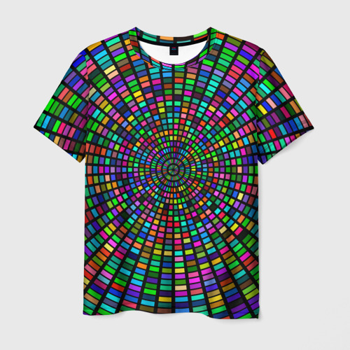 Мужская футболка 3D Цветная спираль - оптическая иллюзия, цвет 3D печать