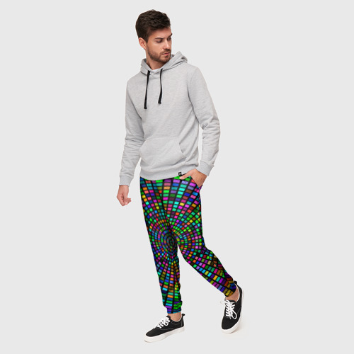 Мужские брюки 3D Цветная спираль - оптическая иллюзия, цвет 3D печать - фото 3
