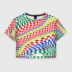 Женская футболка Crop-top 3D Разноцветная оптическая иллюзия