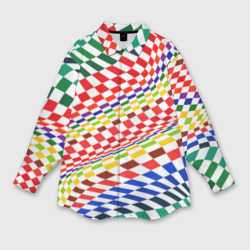 Разноцветная оптическая иллюзия – Женская рубашка oversize 3D с принтом купить