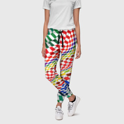 Разноцветная оптическая иллюзия – Женские брюки 3D с принтом купить