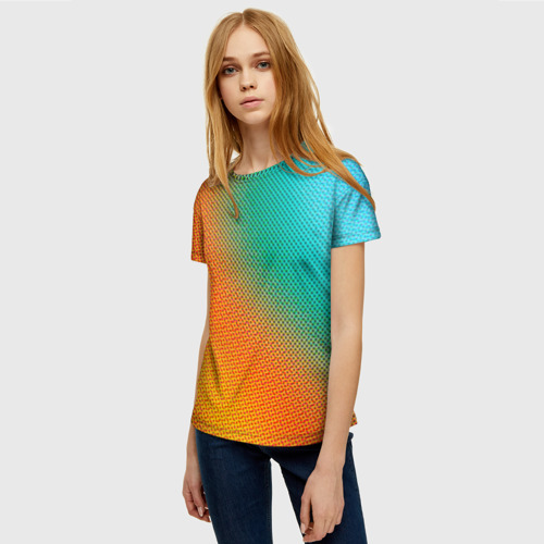 Женская футболка 3D Полутоновый градиент - текстура, цвет 3D печать - фото 3