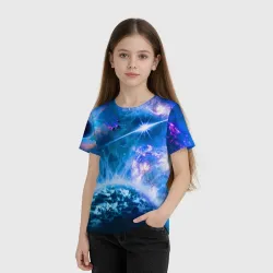 Детская футболка 3D Космос - планета и яркая звезда - фото 2