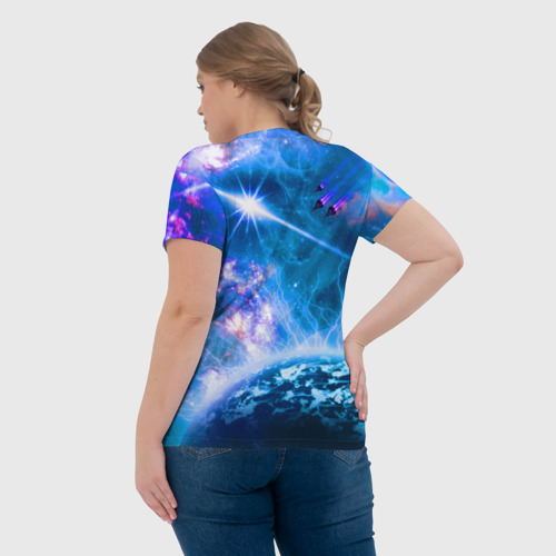 Женская футболка 3D Космос - планета и яркая звезда, цвет 3D печать - фото 7