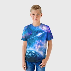 Детская футболка 3D Космос - планета и яркая звезда - фото 2