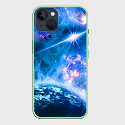 Чехол для iPhone 14 Космос - планета и яркая звезда