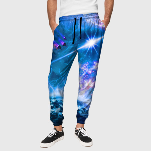 Мужские брюки 3D Космос - планета и яркая звезда, цвет 3D печать - фото 4
