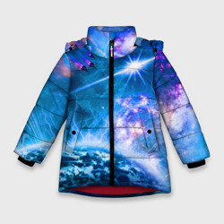 Зимняя куртка для девочек 3D Космос - планета и яркая звезда