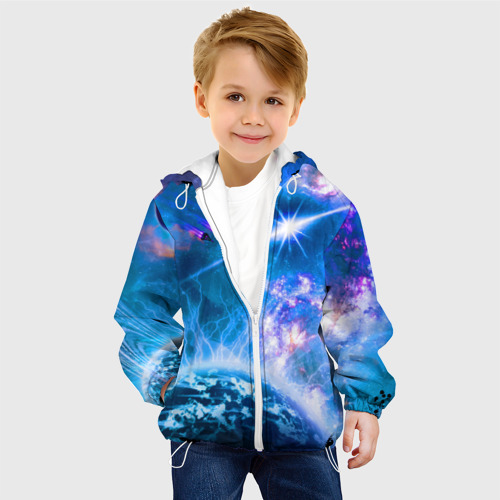 Детская куртка 3D Космос - планета и яркая звезда, цвет белый - фото 3