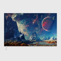 Флаг 3D Горы и бескрайний космос