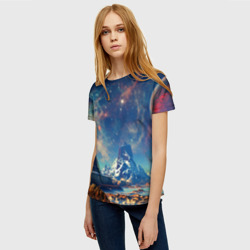 Женская футболка 3D Горы и бескрайний космос - фото 2