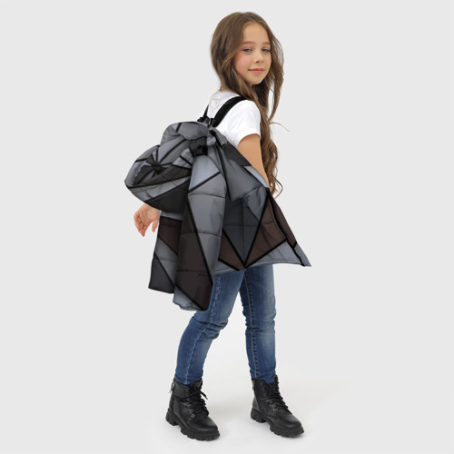 Зимняя куртка для девочек 3D Металлическая геометрическая броня, цвет черный - фото 6