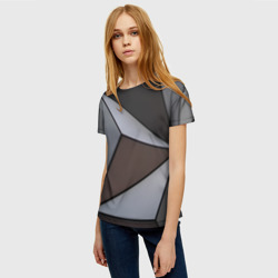 Женская футболка 3D Металлическая геометрическая броня - фото 2