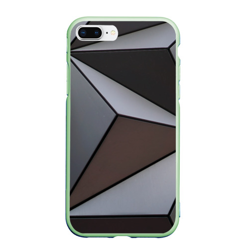 Чехол для iPhone 7Plus/8 Plus матовый Металлическая геометрическая броня, цвет салатовый