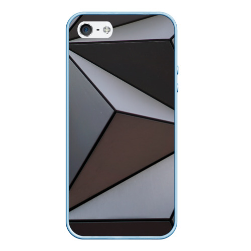 Чехол для iPhone 5/5S матовый Металлическая геометрическая броня, цвет голубой