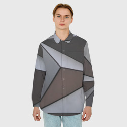 Мужская рубашка oversize 3D Металлическая геометрическая броня - фото 2