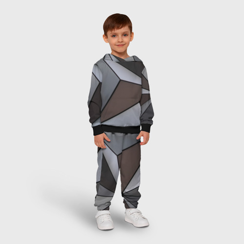 Детский костюм с толстовкой 3D Металлическая геометрическая броня, цвет черный - фото 3