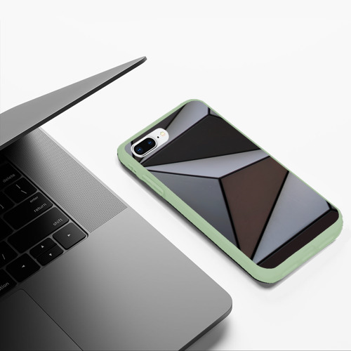 Чехол для iPhone 7Plus/8 Plus матовый Металлическая геометрическая броня, цвет салатовый - фото 5