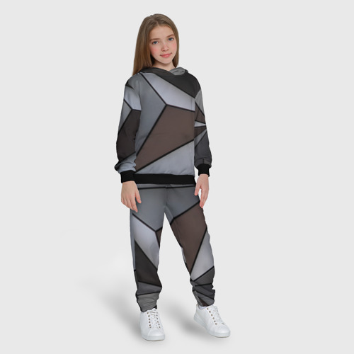 Детский костюм с толстовкой 3D Металлическая геометрическая броня, цвет черный - фото 5