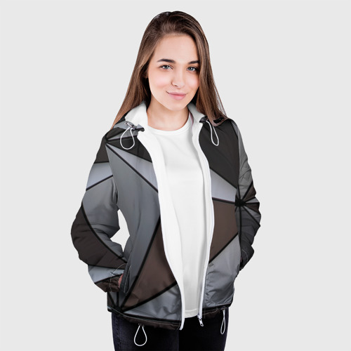 Женская куртка 3D Металлическая геометрическая броня, цвет белый - фото 4