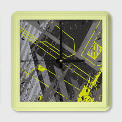 Серо-зеленая абстракция – Настенные часы квадратные с принтом купить