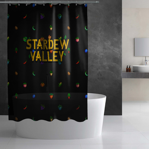 Штора 3D для ванной Фруктовый паттерн из Stardew Valley - фото 2