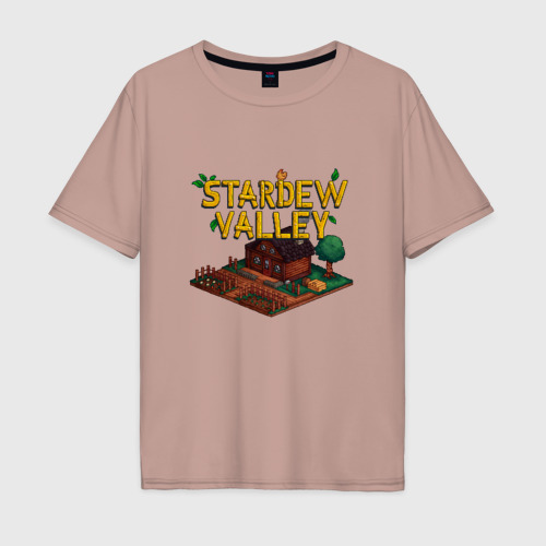 Мужская футболка хлопок Oversize с принтом Домик в Stardew Valley, вид спереди #2