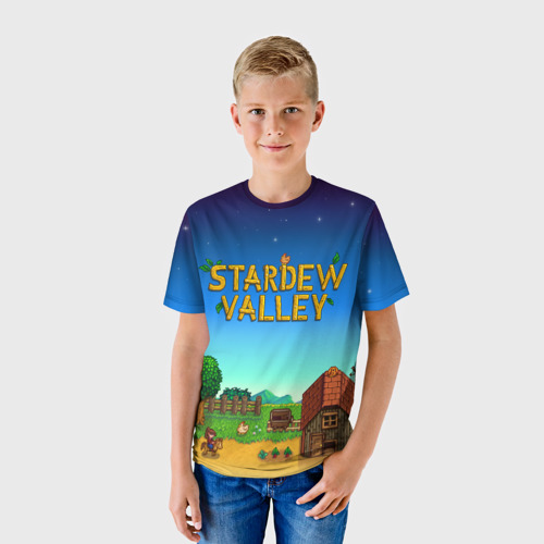 Детская футболка 3D с принтом Мой дом в Stardew Valley, фото на моделе #1
