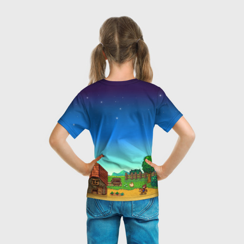 Детская футболка 3D с принтом Мой дом в Stardew Valley, вид сзади #2