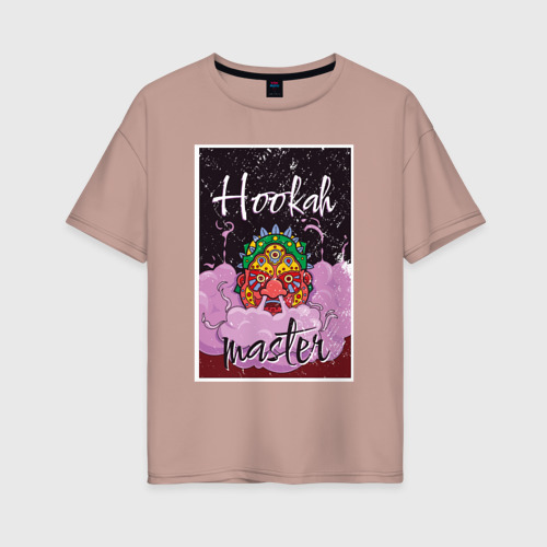 Женская футболка хлопок Oversize Hookah master redface, цвет пыльно-розовый