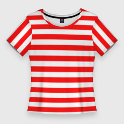 Женская футболка 3D Slim Красный полосатый новогодний леденец