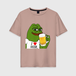 Женская футболка хлопок Oversize Drink Pepe