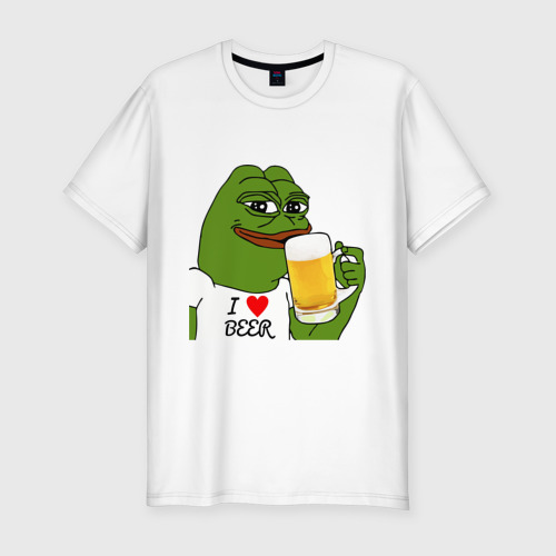 Мужская футболка хлопок Slim Drink Pepe, цвет белый