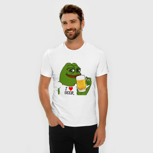 Мужская футболка хлопок Slim Drink Pepe, цвет белый - фото 3